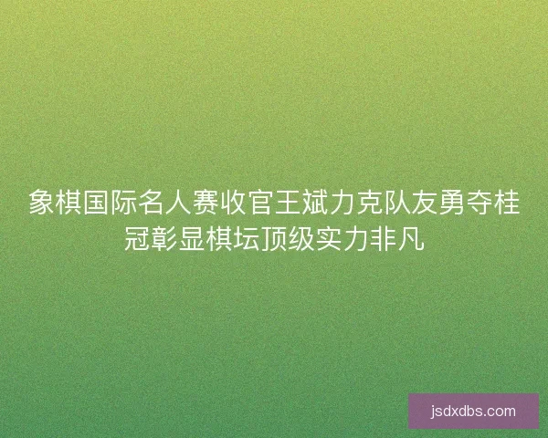 象棋国际名人赛收官王斌力克队友勇夺桂冠彰显棋坛顶级实力非凡